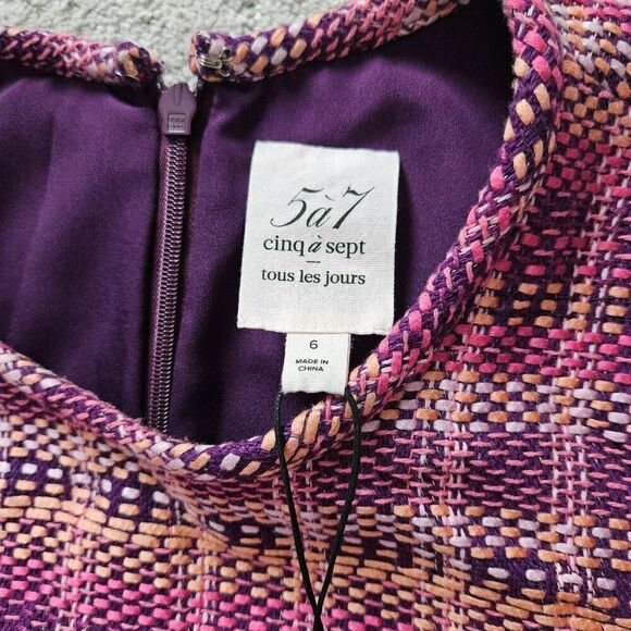 Cinq à Sept Boxweave Easton Dress In Pink Candy Multi Size 6 - Picture 3 of 9